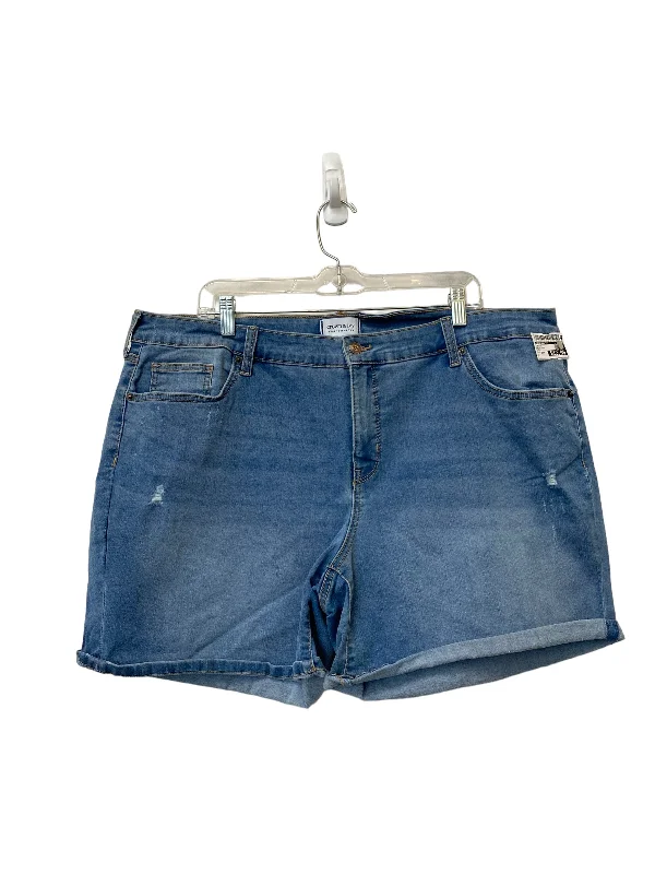 Zip-Up Men's Secure and Multi-Pocket ShortsBlue Denim Shorts Crown And Ivy, Size 20w