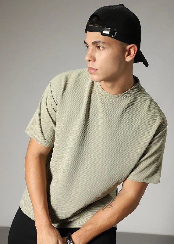 Men's Shirts for HikingOversized Pastel Green Textured T-shirt