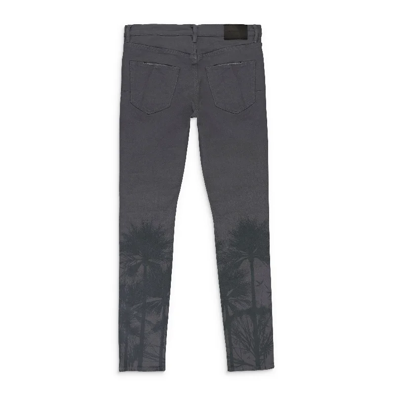 Men's Jeans with Elastic WaistbandsPALMS PRINT CHARCOAL SKINNY JEANS