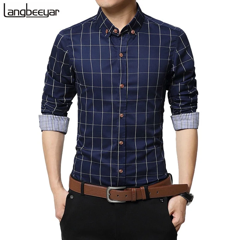 Men's Striped Long-Sleeve Shirts for a Maritime FeelSlim Fit Men Long Sleeve Shirt