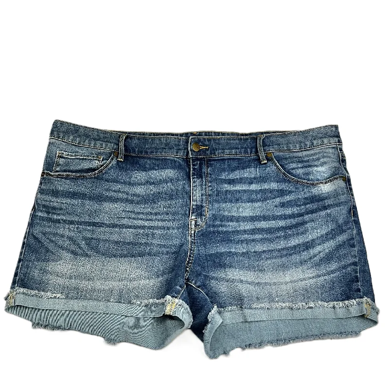 Wide-Leg and Flowy Men's Casual ShortsBlue Denim Shorts By Ava & Viv, Size: 22w