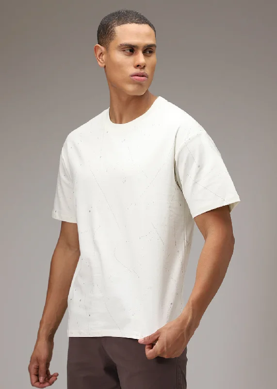 Breathable Men's Mesh TopsOff-White Splatter Oversized T-shirt