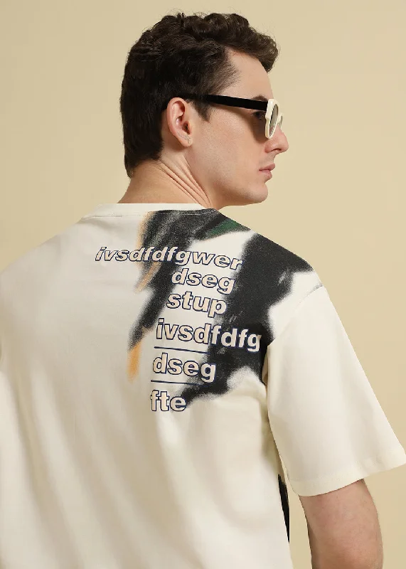 Patterned Men's Hawaiian ShirtsFontastic Cream Oversized T-Shirt