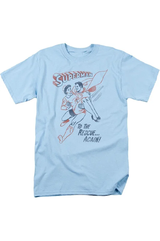Durable Men's Work ShirtsSuperman To The Rescue Short Sleeve Adult Tee / T-Shirt