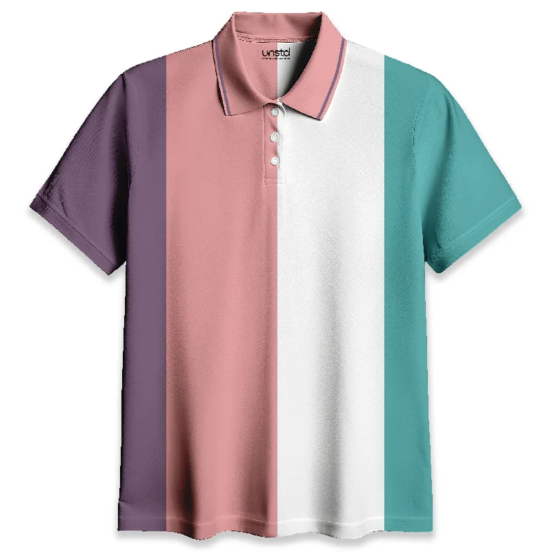 Men's Shirts with Cowl NecksCyan Multicolor Premium Polo T-shirt