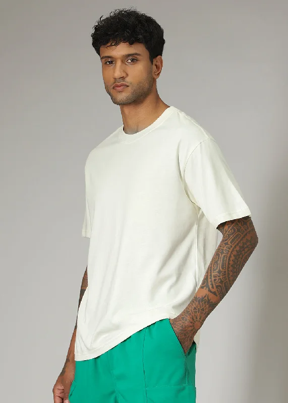 Men's Shirts with Snap ButtonsCream Basic Oversized T-shirt