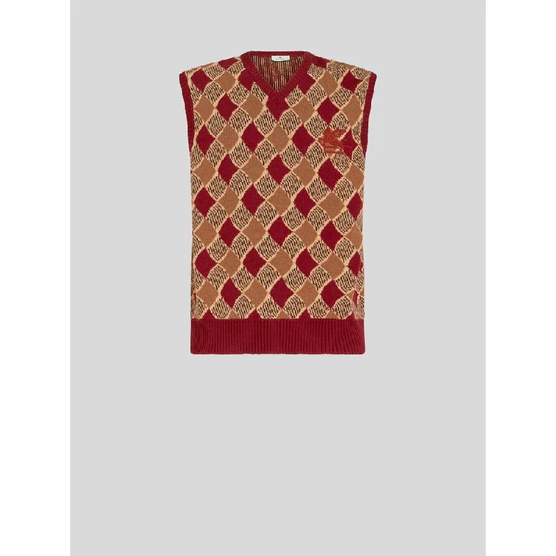 Classic Men's Wool SweatersSLEEVELESS WAISTCOAT WITH DIAMOND PATTERN