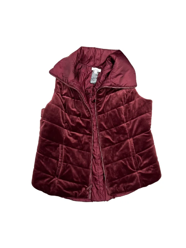 Men's Coats with Embroidered DetailsVest Puffer & Quilted By Chicos In Maroon, Size: 18 Men's Coats with Embroidered DetailsVest Puffer & Quilted By Chicos In Maroon, Size: 18