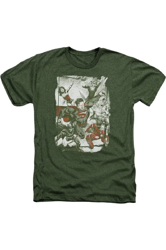 Men's Shirts with Wrinkle-Resistant FabricJustice League of America Green And Red Adult Heather Tee / T-Shirt Men's Shirts with Wrinkle-Resistant FabricJustice League of America Green And Red Adult Heather Tee / T-Shirt