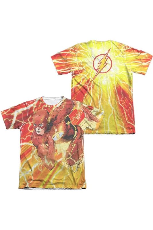 Men's Shirts with Custom MonogramsJustice League of America Lightning Dash (Front/Back Print) Adult Poly/Cotton Short Sleeve Tee / T-Shirt Men's Shirts with Custom MonogramsJustice League of America Lightning Dash (Front/Back Print) Adult Poly/Cotton Short Sleeve Tee / T-Shirt