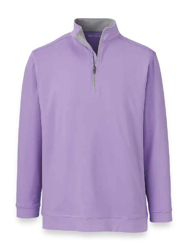 Men's Shirts with Abstract DesignsPerformance Blend Quarter Zip Mock Neck - Purple
