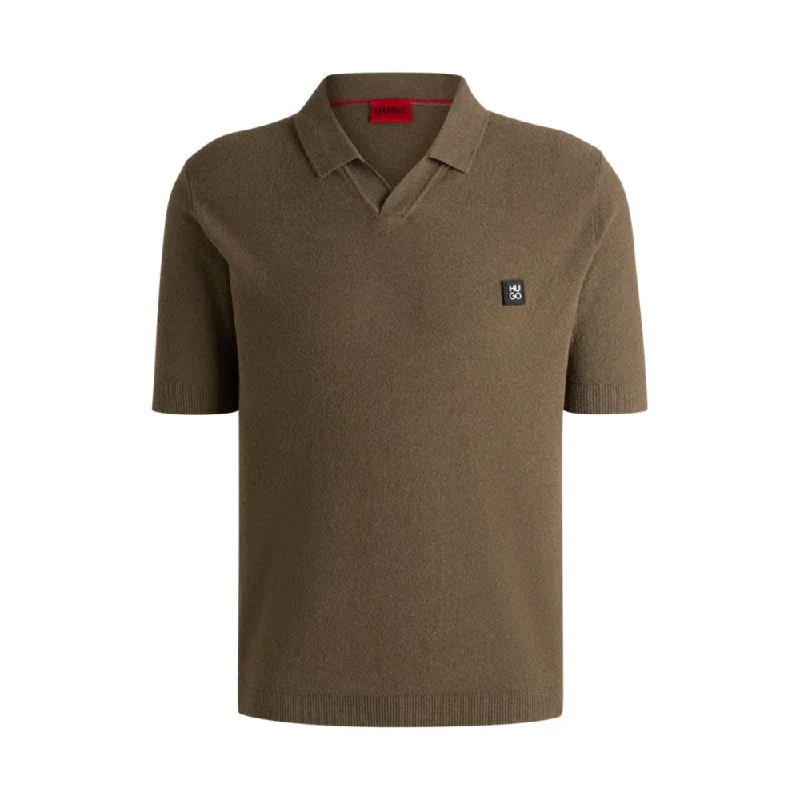 Solid-Colored Men's SweatersKnit polo with Johnny collar