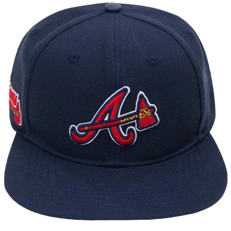 Retro Baseball CapsPro Standard MLB Atlanta Braves Logo Snapback Hat (Midnight Navy)