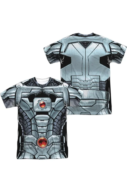 Men's Shirts with Appliquéd SleevesJustice League of America Cyborg (Front/Back Print) Short Sleeve Adult Poly Crew Tee / T-Shirt Men's Shirts with Appliquéd SleevesJustice League of America Cyborg (Front/Back Print) Short Sleeve Adult Poly Crew Tee / T-Shirt