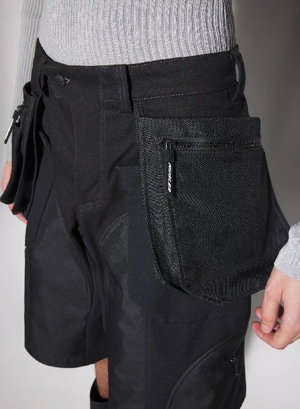 Tailored-Fit Men's Dress and Office Shortsblack technical fabric cargo shorts