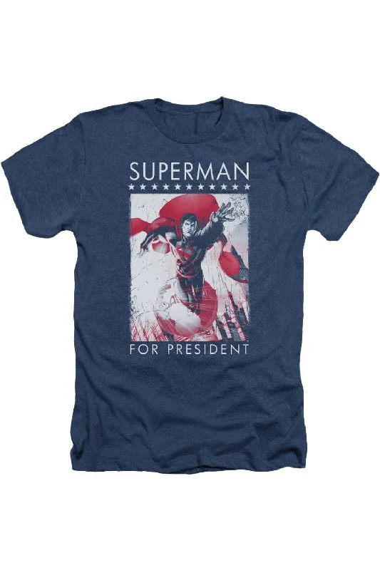 Men's Shirts with Appliquéd SleevesSuperman Superman For President Adult Heather Tee / T-Shirt Men's Shirts with Appliquéd SleevesSuperman Superman For President Adult Heather Tee / T-Shirt