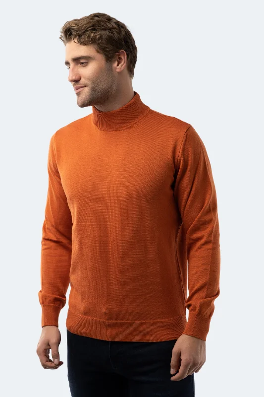 Men's Sweaters with Elastic CuffsOrange Mockneck Sweater