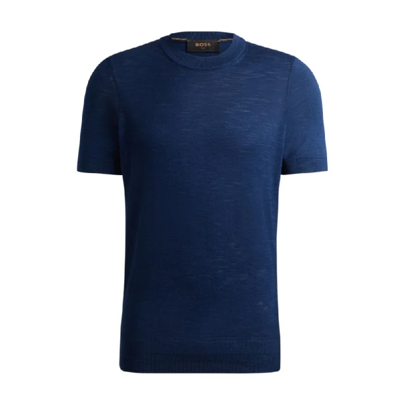 Fashionable Men's Crew-Neck SweatersShort-sleeved sweater in Tussah silk