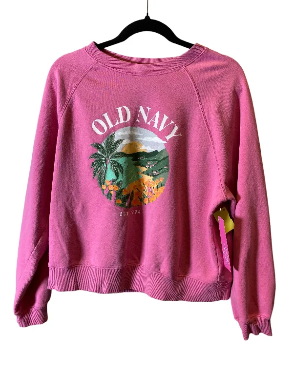 Trendy Men's Patterned HoodiesSweatshirt Crewneck By Old Navy In Pink, Size: M