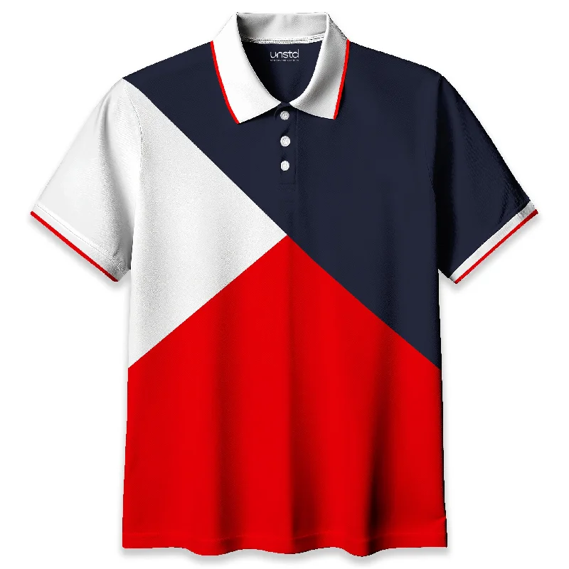 Men's Shirts with Button-Down PocketsNavy Blue Color Block Plus Size Polo T-shirt