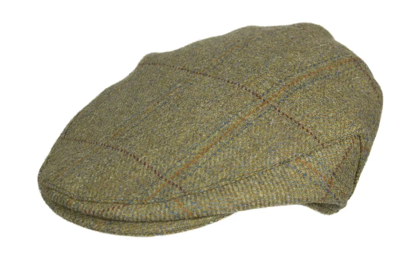 Patterned Beanie CapsHW35 - Hunter Wool Tweed Flat Cap - WHEAT