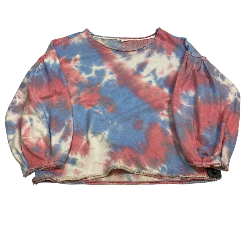 Men's Hoodies with Ribbed HemsSweatshirt Crewneck By La Miel In Blue & Pink, Size: M