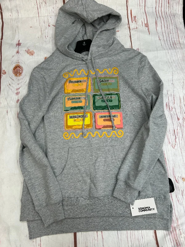 Casual Men's Zip-Up HoodiesSweatshirt Hoodie By Sonoma In Grey, Size: S