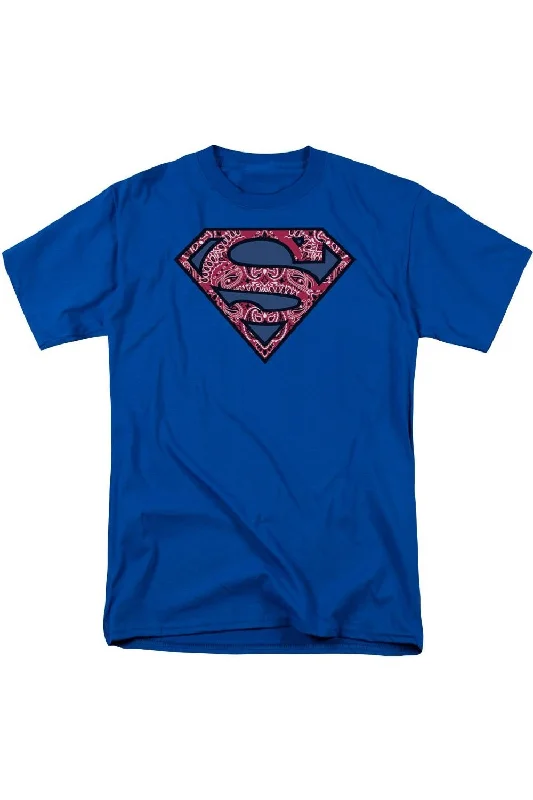 Striped Men's TopsSuperman Paisley Shield Short Sleeve Adult Tee / T-Shirt