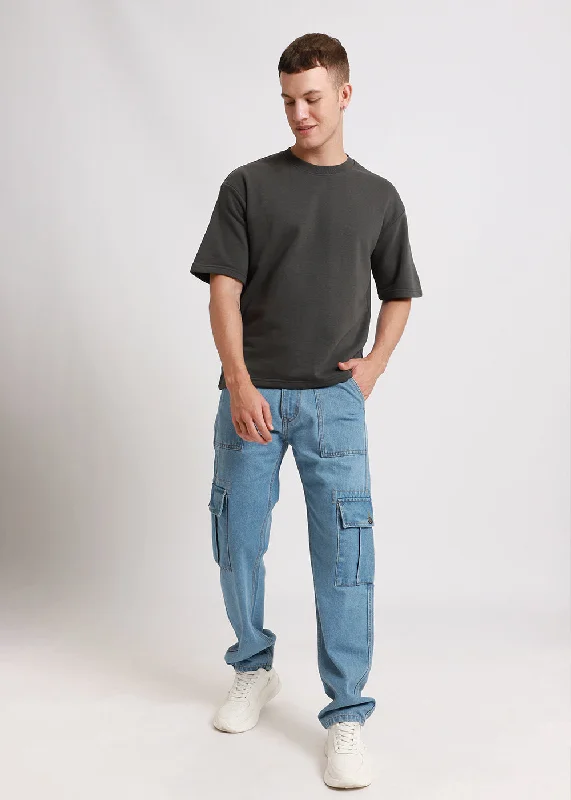 Men's Shirts with Patch PocketsShadow Gray Oversized Basic T-shirt