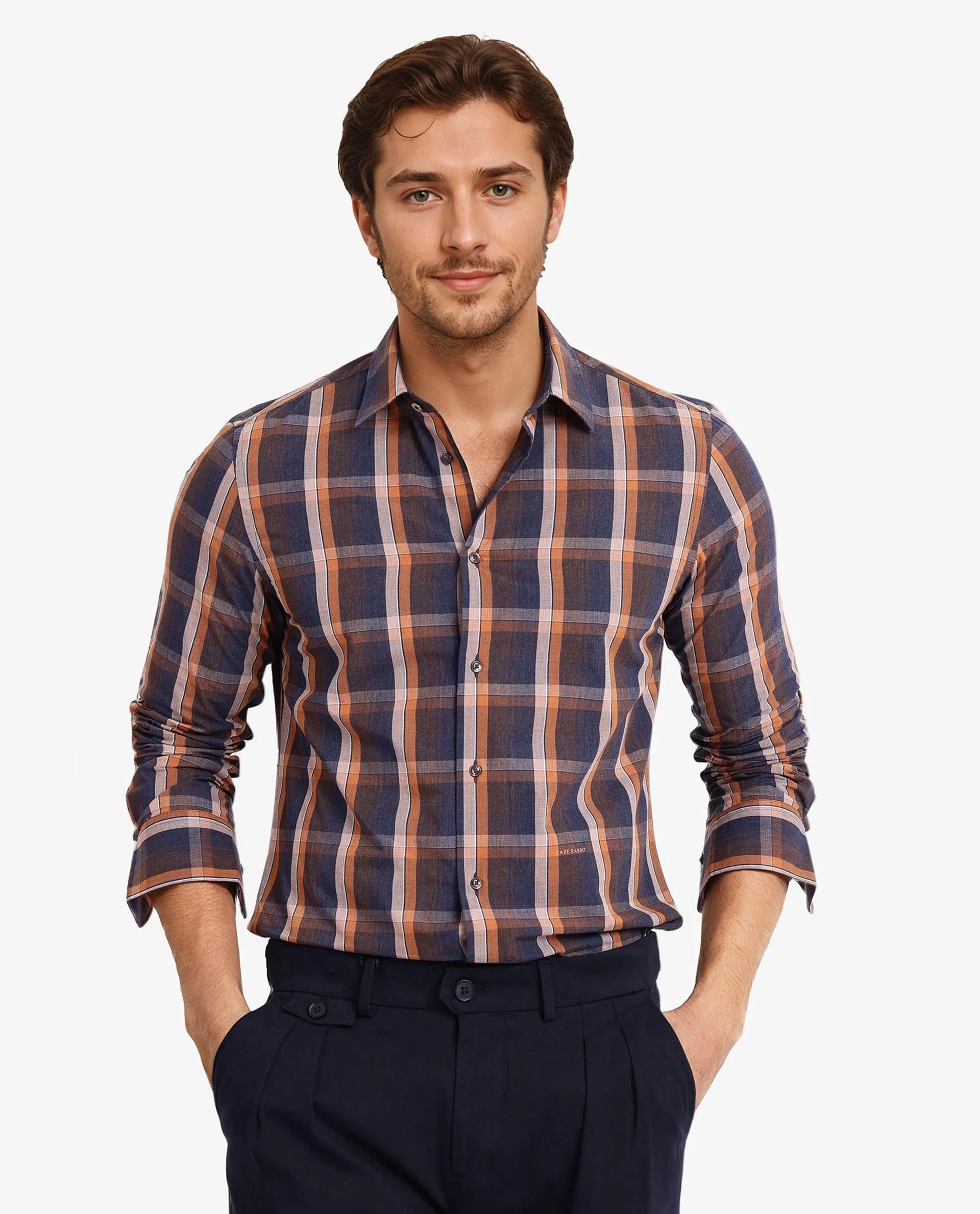 Men's Oxford Shirts for a Preppy StyleRare Rabbit Men Bou Navy Cotton Polyester Fabric Full Sleeve Collared Neck Button Closure Regular Fit Checks Shirt Men's Oxford Shirts for a Preppy StyleRare Rabbit Men Bou Navy Cotton Polyester Fabric Full Sleeve Collared Neck Button Closure Regular Fit Checks Shirt