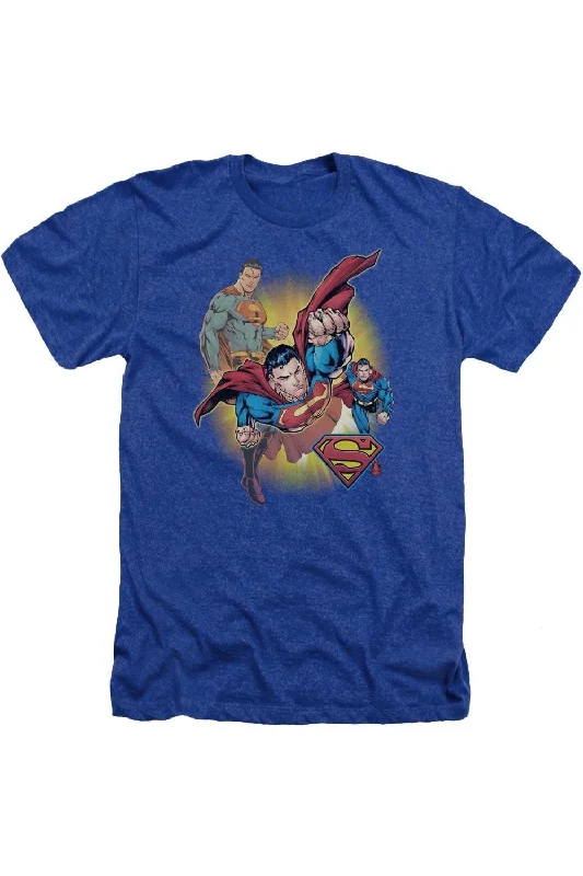 Men's Shirts with Snap ButtonsJustice League of America Superman Collage Adult Heather Tee / T-Shirt