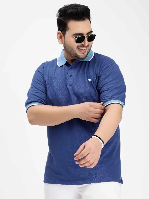 Men's Shirts with French CuffsSeamless Stitch Blue Plus Size Polo T-shirt