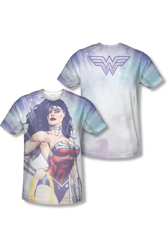 Men's Shirts with Hook-and-Loop ClosuresJustice League of America Warrior Goddess (Front/Back Print) Adult Poly/Cotton Short Sleeve Tee / T-Shirt