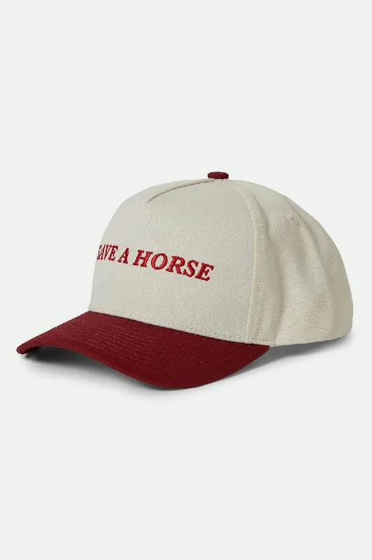 Big Size Fedora HatsSave A Horse Netplus Snapback - Crimson/Off White