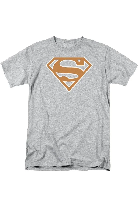 Men's Shirts with Patch PocketsSuperman Burnt Orange & White Shield Short Sleeve Adult T-Shirt