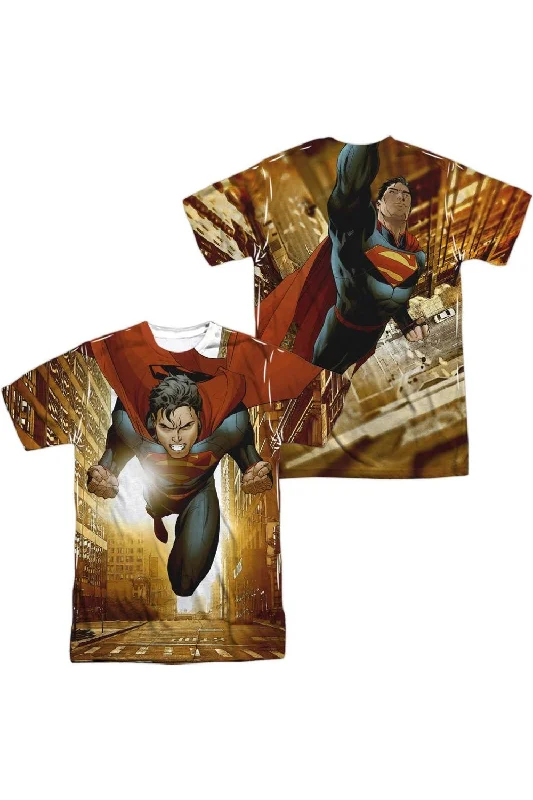 Men's Shirts with CollarsSuperman Up Up City (Front/Back Print) Short Sleeve Adult Poly Crew Tee / T-Shirt Men's Shirts with CollarsSuperman Up Up City (Front/Back Print) Short Sleeve Adult Poly Crew Tee / T-Shirt