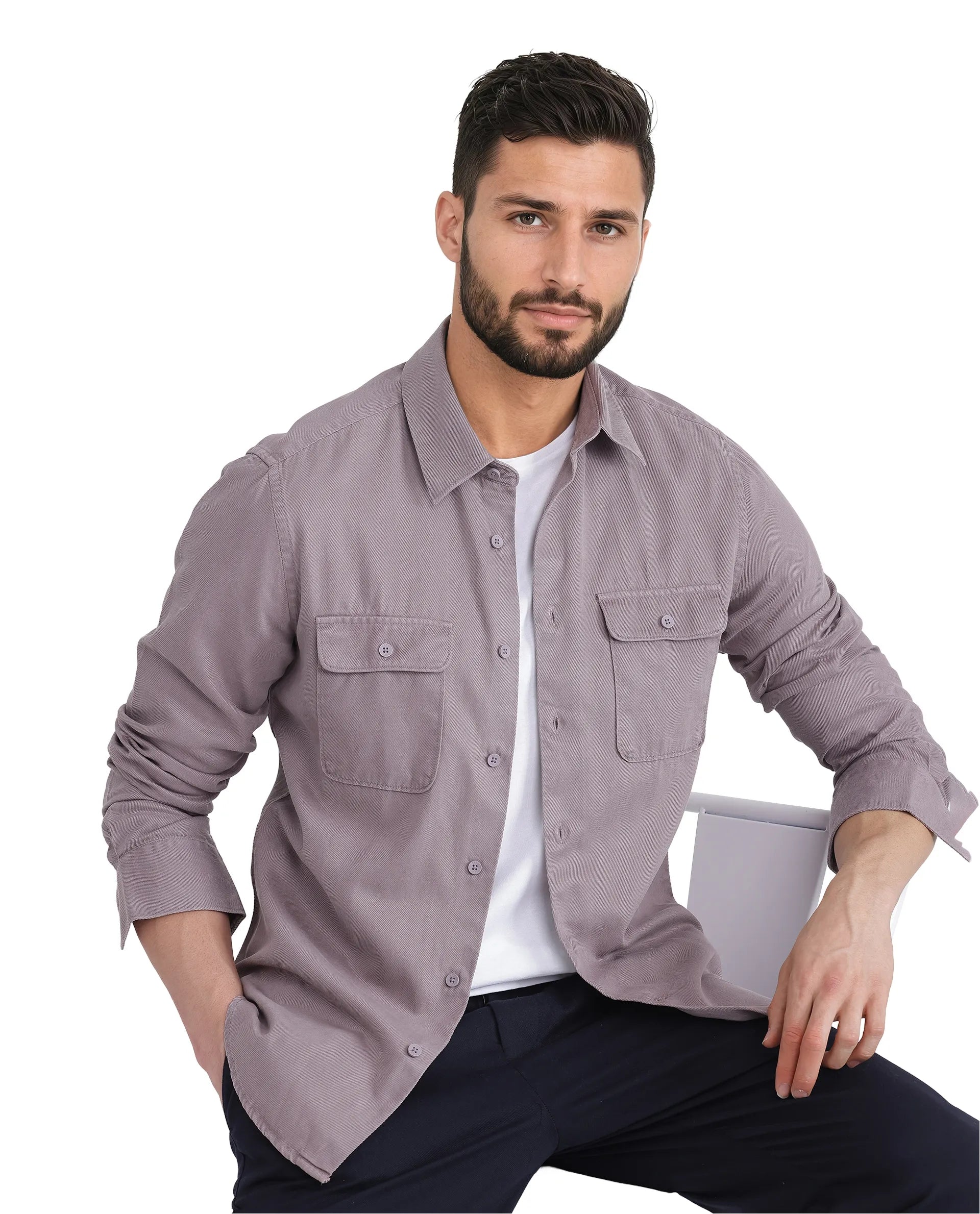 Men's Dressy Casual Shirts for Smart-Casual EventsRare Rabbit Men Lyton-25 Dusky Purple Excel Cotton Fabric Full Sleeves Collared Neck Button Closure Plain Shirt Men's Dressy Casual Shirts for Smart-Casual EventsRare Rabbit Men Lyton-25 Dusky Purple Excel Cotton Fabric Full Sleeves Collared Neck Button Closure Plain Shirt