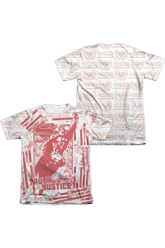 Solid-Colored Men's ShirtsSuperman Truth And Justice All Over (Front/Back Print) Adult 65/35 Poly/Cotton Short Sleeve Tee / T-Shirt Solid-Colored Men's ShirtsSuperman Truth And Justice All Over (Front/Back Print) Adult 65/35 Poly/Cotton Short Sleeve Tee / T-Shirt