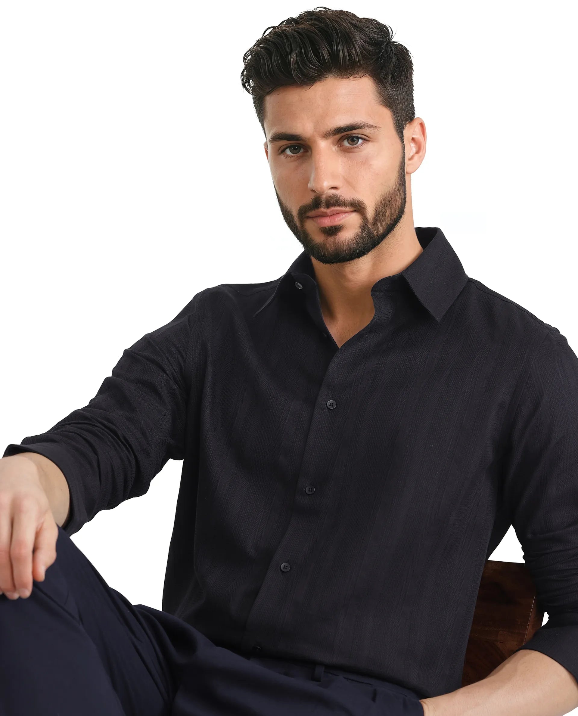 Men's Camping Shirts for Outdoor AdventuresRare Rabbit Men Zift Black Cotton Blend Fabric Full Sleeve Regular Collared Button Closure Regular Fit Dobby Weave Shirt Men's Camping Shirts for Outdoor AdventuresRare Rabbit Men Zift Black Cotton Blend Fabric Full Sleeve Regular Collared Button Closure Regular Fit Dobby Weave Shirt