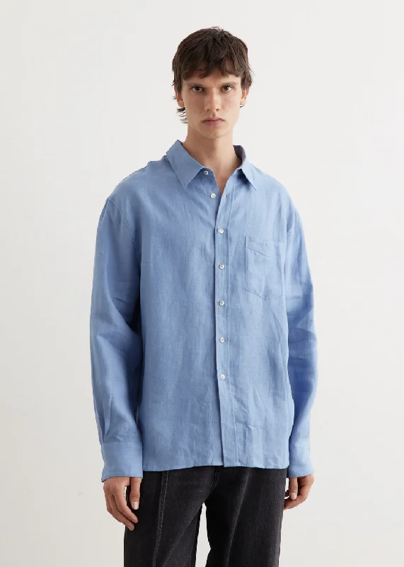 Men's Shirts with Mandarin CollarsBoxy Linen Shirt