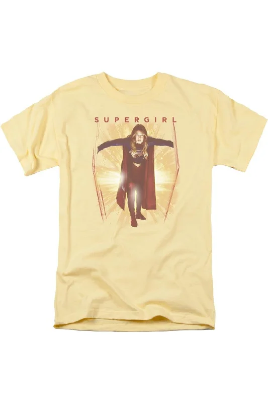 Men's Shirts with Surplice HemlinesSupergirl Through The Door Short Sleeve Adult Tee / T-Shirt Men's Shirts with Surplice HemlinesSupergirl Through The Door Short Sleeve Adult Tee / T-Shirt