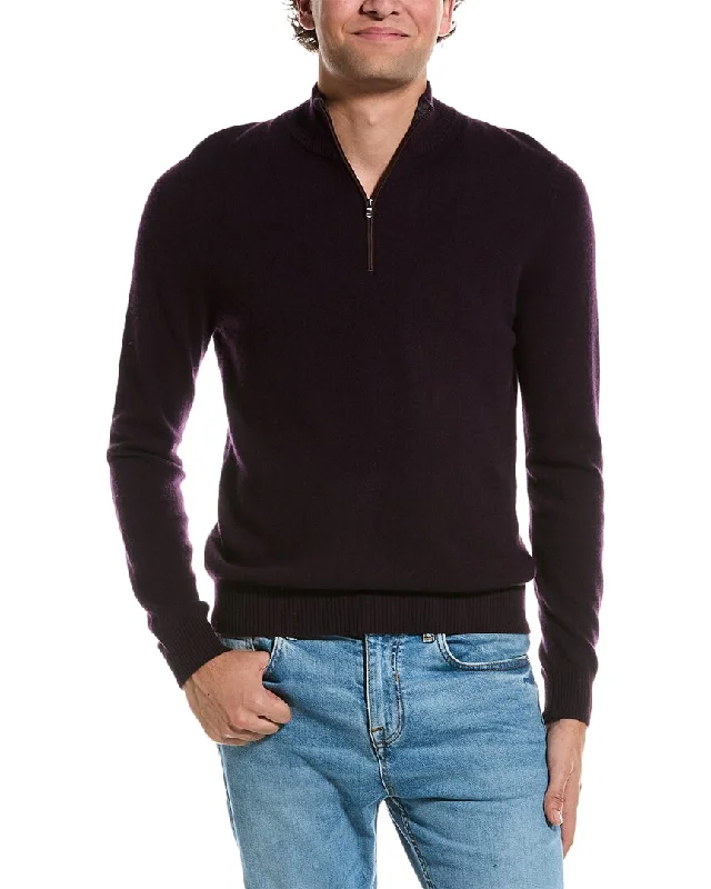 Men's Sweaters with Pockets and ZippersAmicale Cashmere Piping Cashmere 1/4-Zip Sweater Men's Sweaters with Pockets and ZippersAmicale Cashmere Piping Cashmere 1/4-Zip Sweater