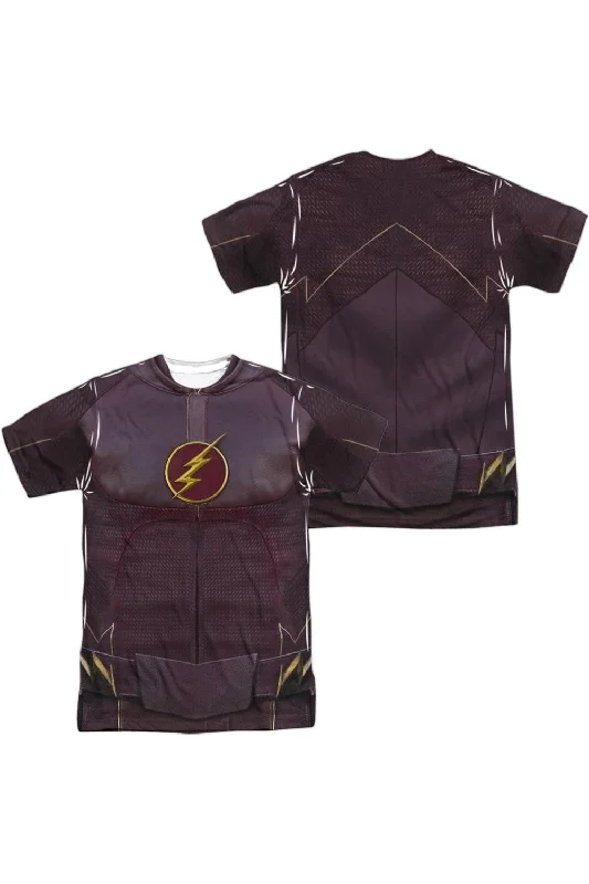 Men's Shirts with Button-Down CollarsThe Flash Flash Uniform (Front/Back Print) Short Sleeve Adult Poly Crew Tee / T-Shirt Men's Shirts with Button-Down CollarsThe Flash Flash Uniform (Front/Back Print) Short Sleeve Adult Poly Crew Tee / T-Shirt