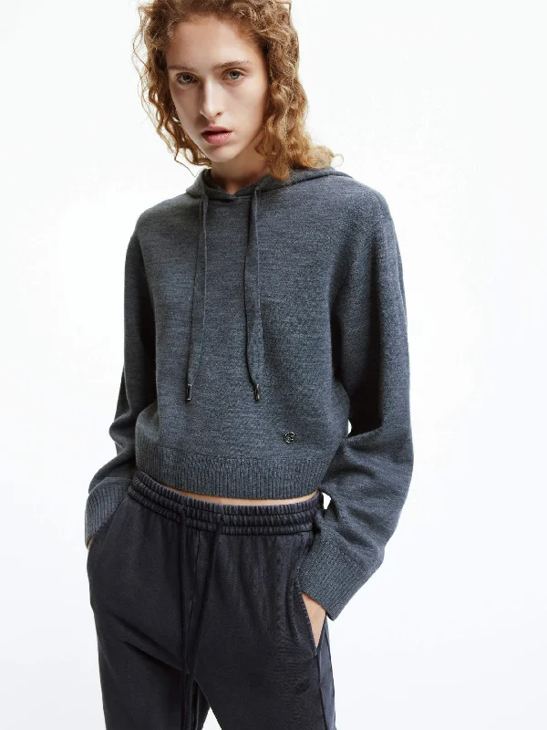 Men's Sweaters with Fair Isle PatternsHooded Drawstring Knit Top
