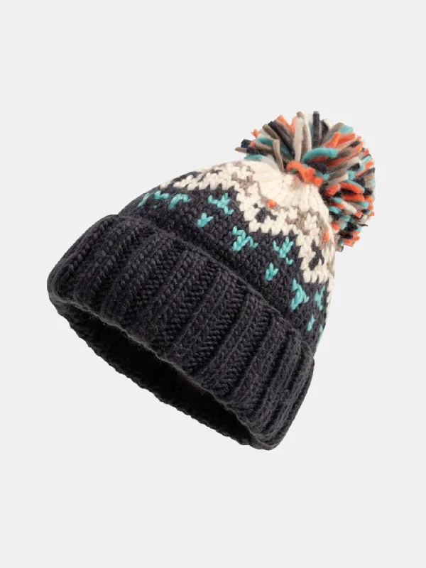 Trendy Work HatsGeometric Pattern Knit Beanie Hat With Pom Pom