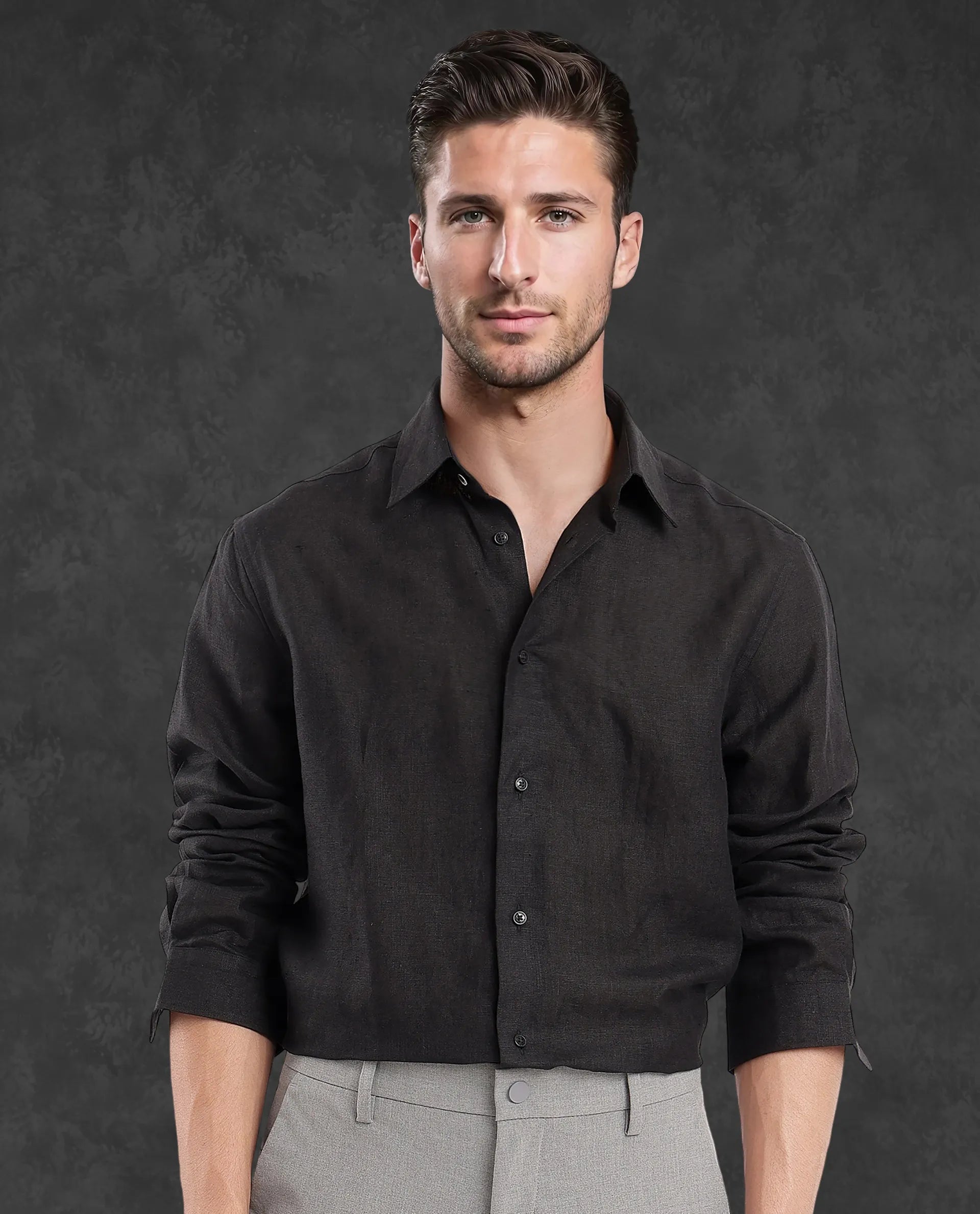 Men's Color-Blocking Shirts for a Statement LookRare Rabbit Men Fign Black Fabric Full Sleeve Regular Collar Button Closure Regular Fit Solid Linen Shirt Men's Color-Blocking Shirts for a Statement LookRare Rabbit Men Fign Black Fabric Full Sleeve Regular Collar Button Closure Regular Fit Solid Linen Shirt