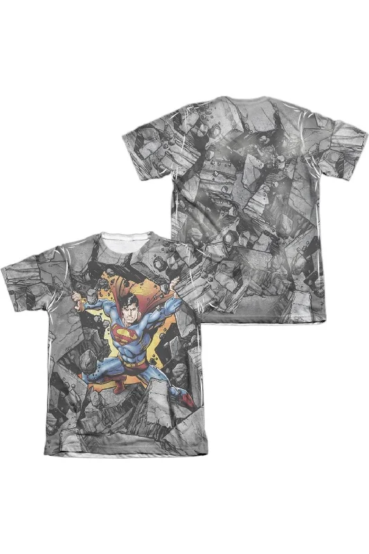 Men's Shirts with Snap ButtonsSuperman Break On Through (Front/Back Print) Adult 65/35 Poly/Cotton Short Sleeve Tee / T-Shirt Men's Shirts with Snap ButtonsSuperman Break On Through (Front/Back Print) Adult 65/35 Poly/Cotton Short Sleeve Tee / T-Shirt