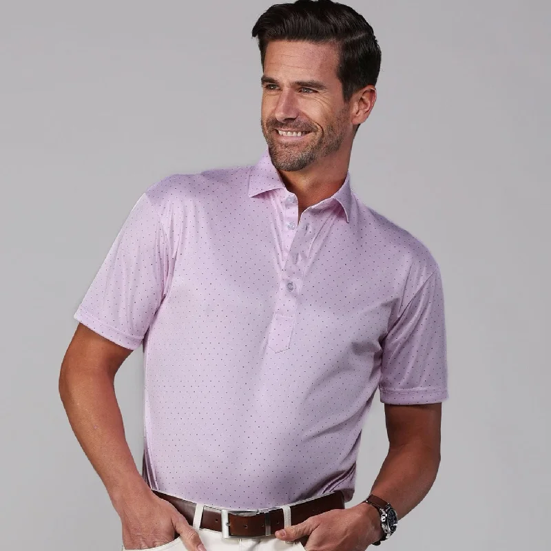 Men's Sleeveless TopsSemi-Spread Collar Polo Pink Navy Polka Dot