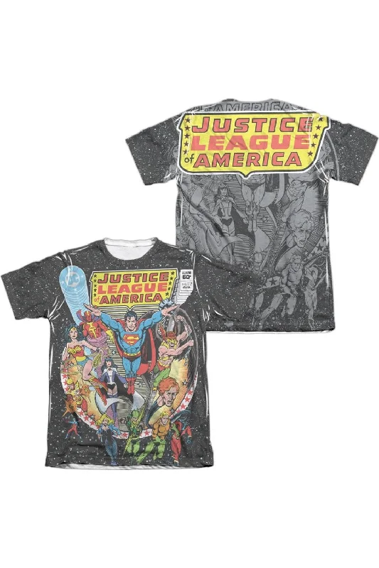 Men's Shirts with Graphic SleevesJustice League of America Stars (Front/Back Print) Adult Poly/Cotton Short Sleeve Tee / T-Shirt Men's Shirts with Graphic SleevesJustice League of America Stars (Front/Back Print) Adult Poly/Cotton Short Sleeve Tee / T-Shirt