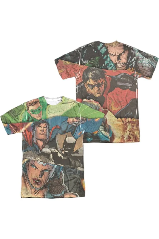 Versatile Men's Tank TopsJustice League of America Torn (Front/Back Print) Short Sleeve Adult Poly Crew Tee / T-Shirt